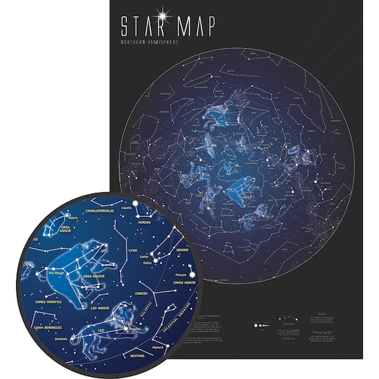 Maps International Glow in the Dark Star Map, 33&#x22; x 23&#x22;